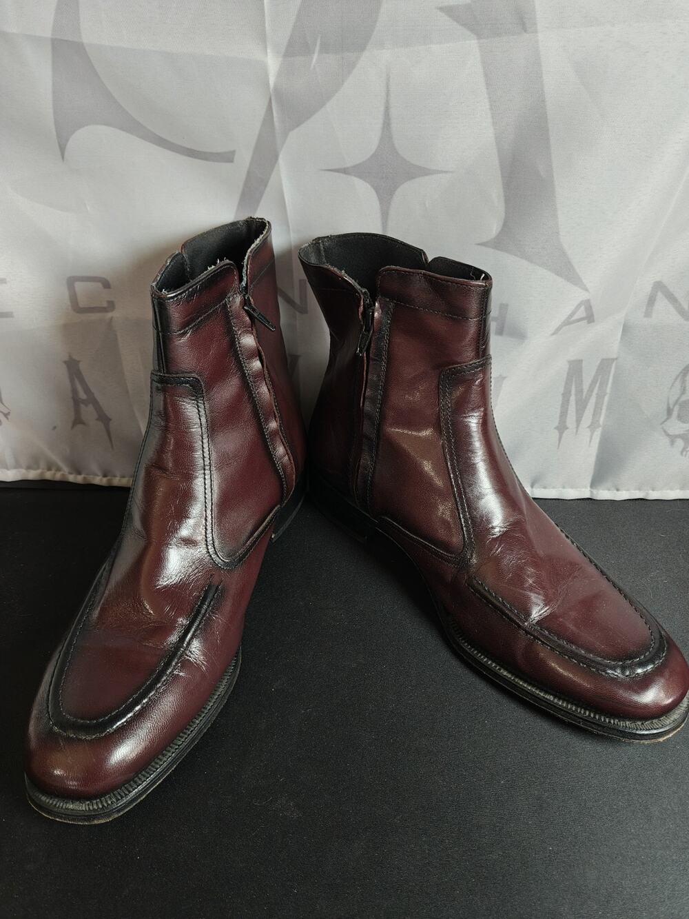 Florsheim $165 Men's 11 Wide (3E) Essex Moc Toe Zipper Boots Black Cherry